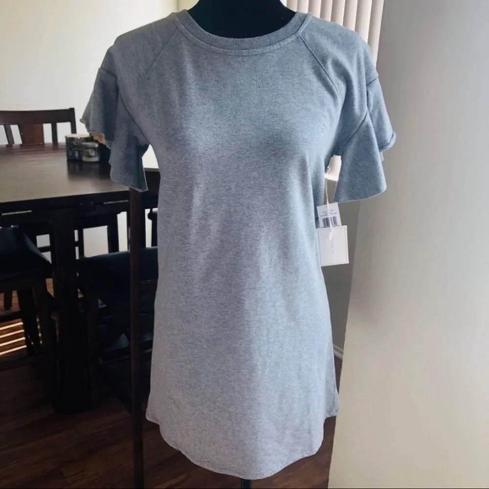 1.State Released Hem Ribbed Collar T-Shirt Dress - Picture 3 of 6